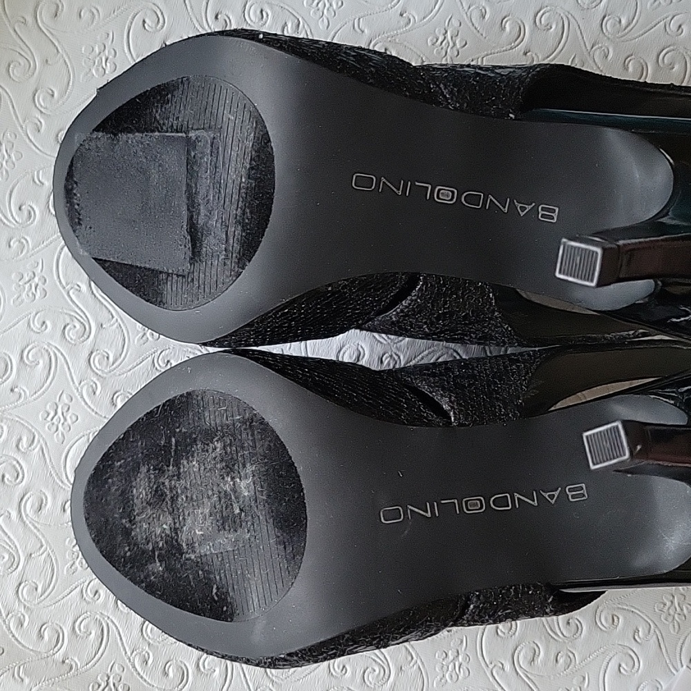 Bandolino Mirabella Women"s Sz 6 peep toe black animal print - Picture 14 of 15